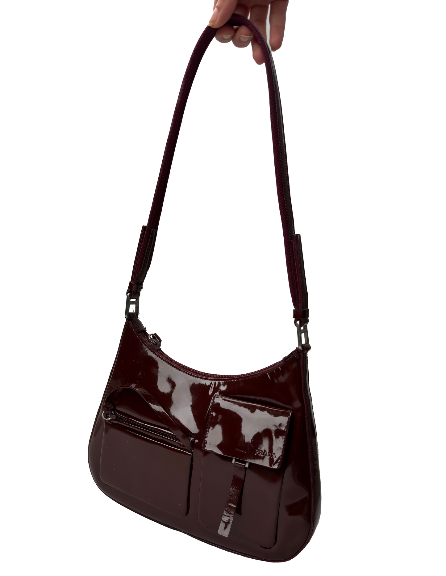 Dökkrauð Prada taska frá 1999 / FW1999 Prada patent burgundy bag