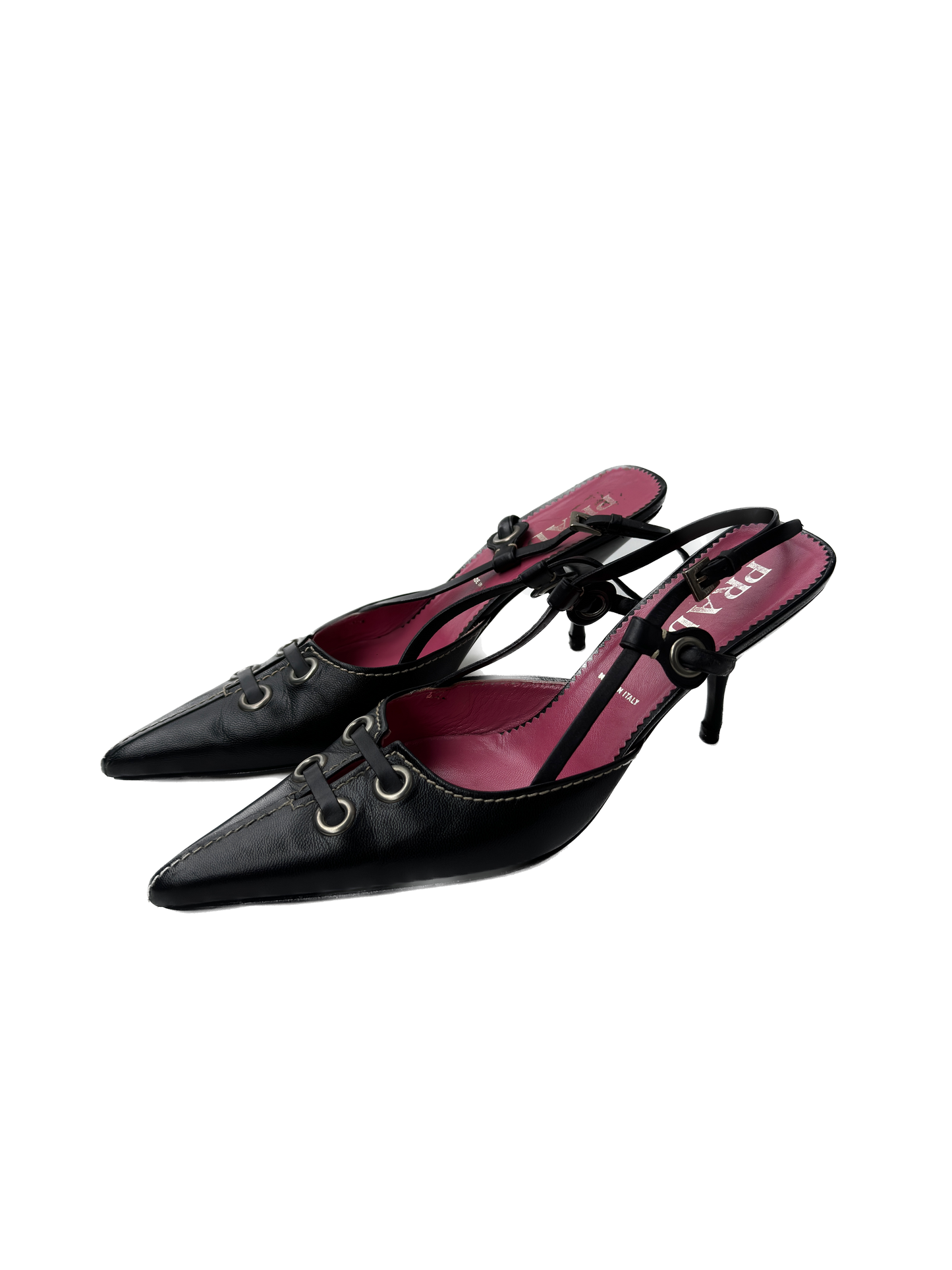 Prada svartir támjóir hælaskór / Prada black pointy sling-backs