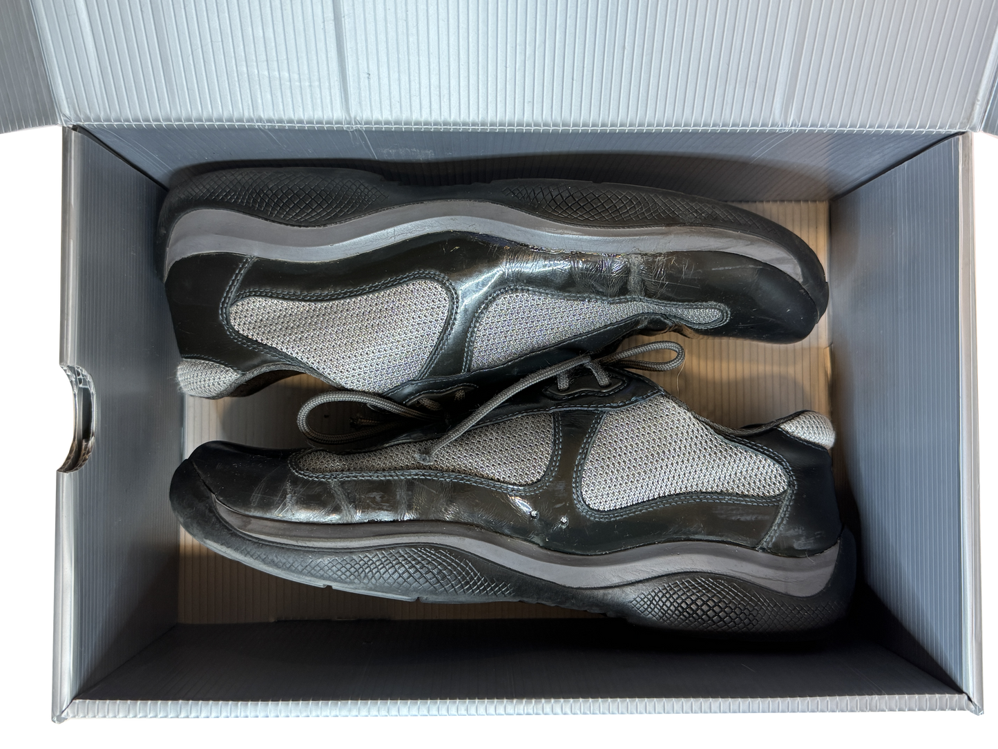 Lakkleðurs Prada America's Cup strigaskór / Patent Prada America's Cup trainers