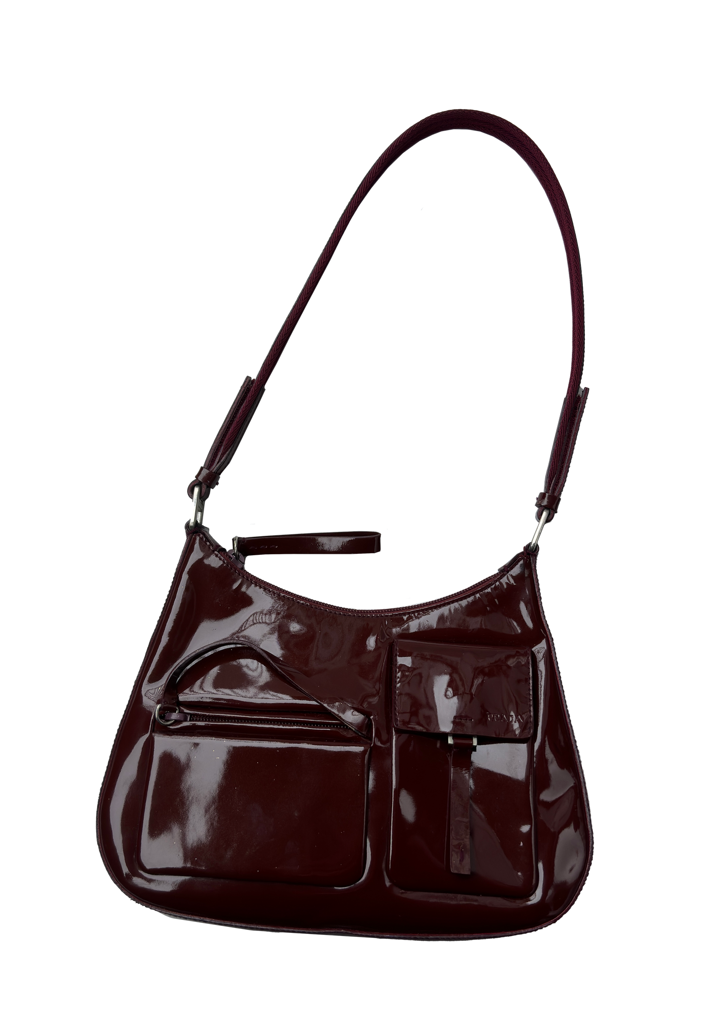 Dökkrauð Prada taska frá 1999 / FW1999 Prada patent burgundy bag