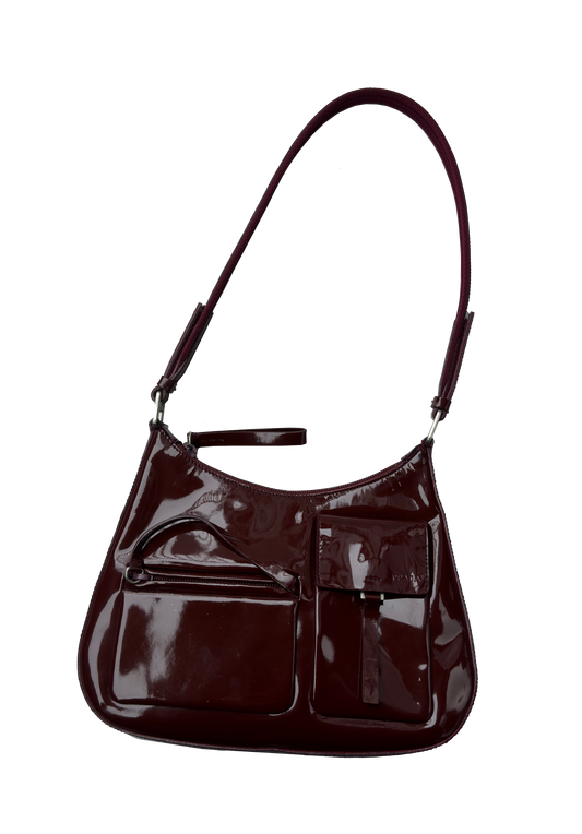 Dökkrauð Prada taska frá 1999 / FW1999 Prada patent burgundy bag