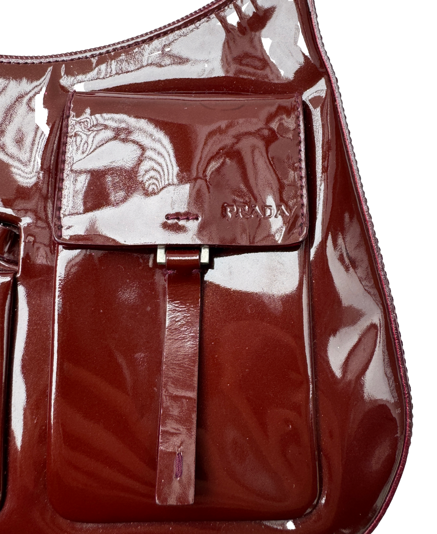 Dökkrauð Prada taska frá 1999 / FW1999 Prada patent burgundy bag
