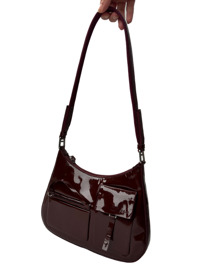 Dökkrauð Prada taska frá 1999 / FW1999 Prada patent burgundy bag