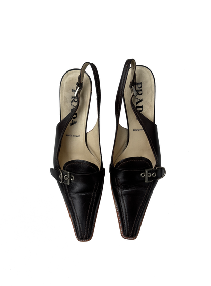 Prada brúnir hælaskór /  Prada brown sling-pumps