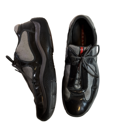 Lakkleðurs Prada America's Cup strigaskór / Patent Prada America's Cup trainers