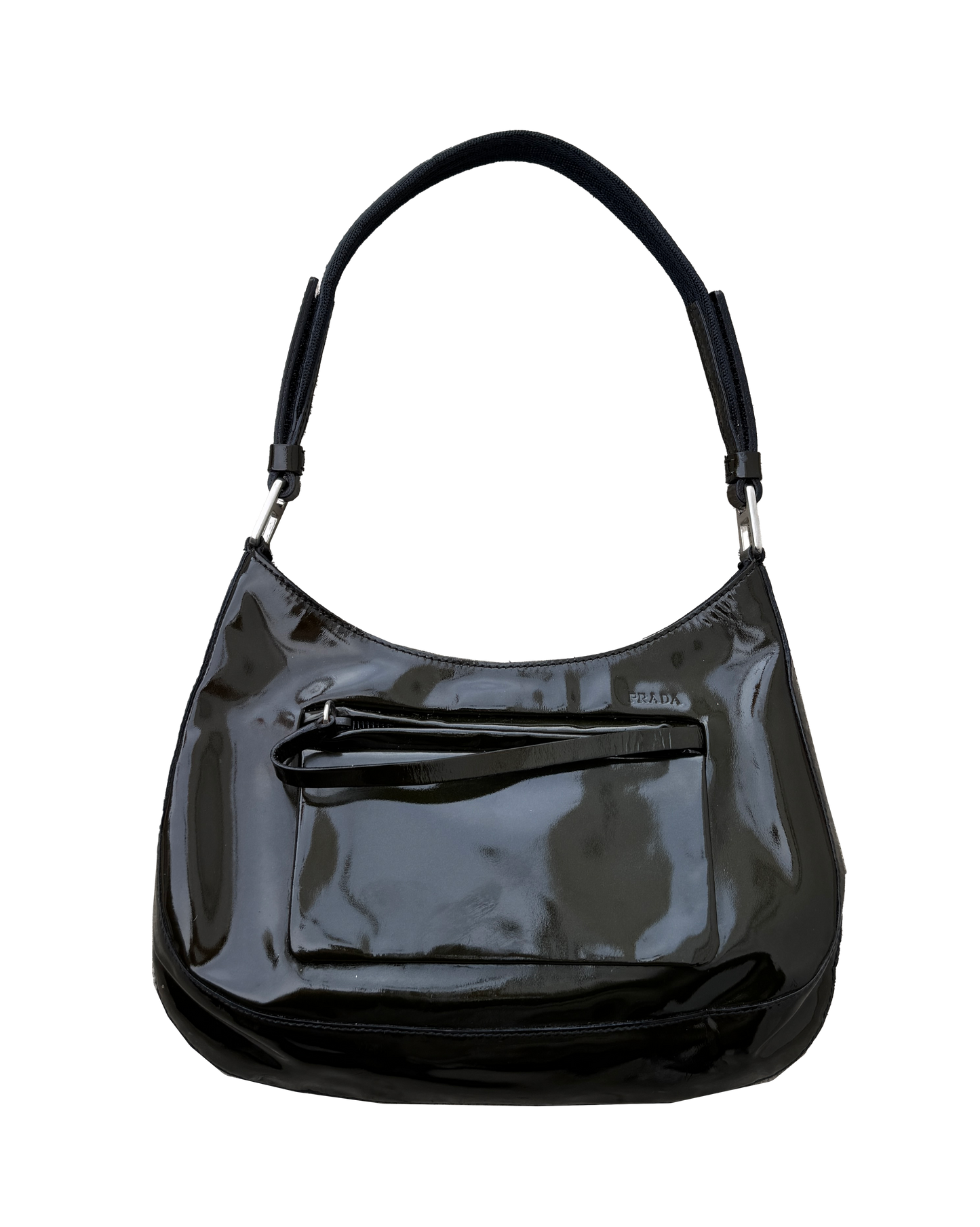Dökkgræn Prada Cleo frá 1999 / FW1999 patent dark-green Prada Cleo bag