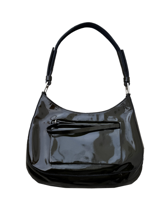 Dökkgræn Prada Cleo frá 1999 / FW1999 patent dark-green Prada Cleo bag