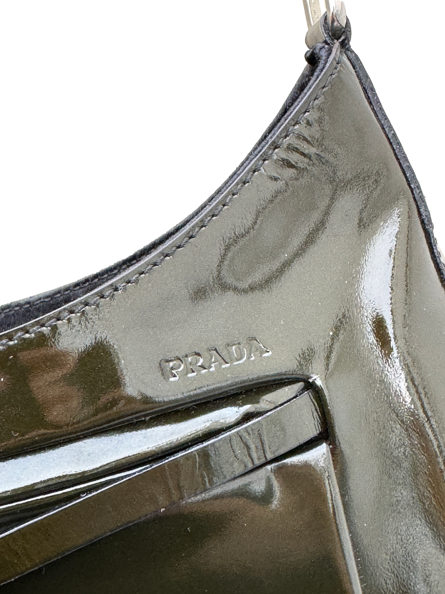 Dökkgræn Prada Cleo frá 1999 / FW1999 patent dark-green Prada Cleo bag