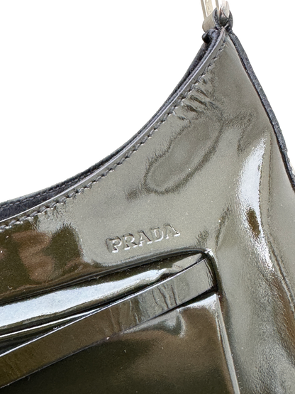 Dökkgræn Prada Cleo frá 1999 / FW1999 patent dark-green Prada Cleo bag